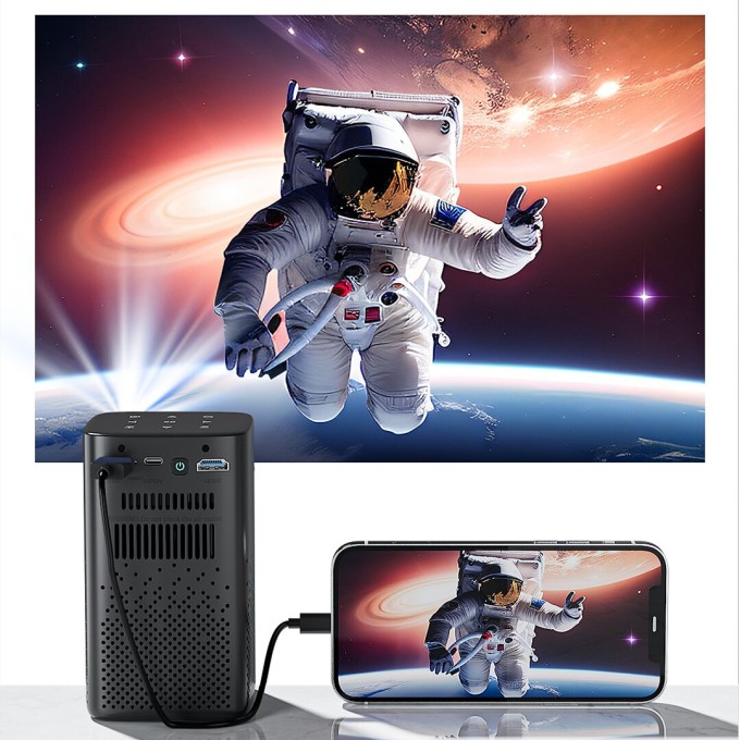 Mini přenosný projektor s baterií AERIUM P8000 DLP Wi-Fi Super Bass - rozbaleno