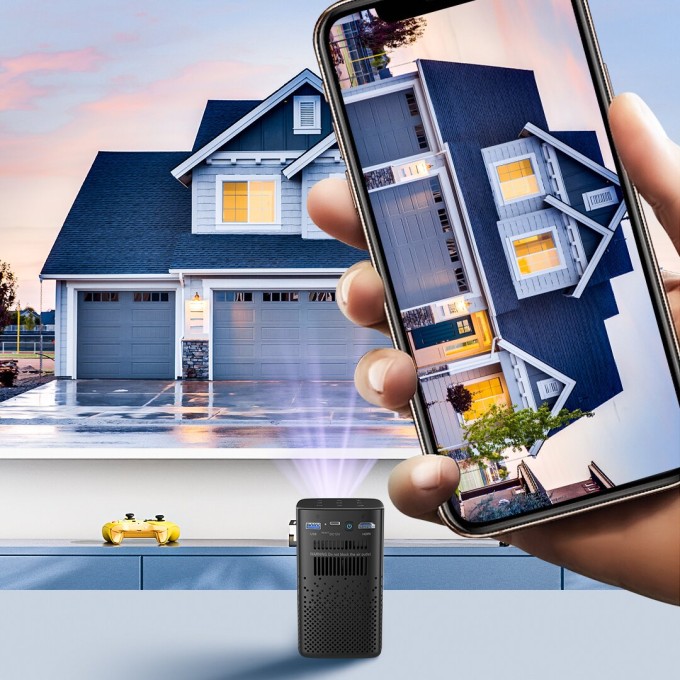 Mini přenosný projektor s baterií AERIUM P8000 DLP Wi-Fi Super Bass - rozbaleno